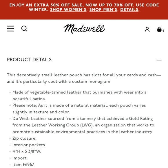 Madewell The Leather Pouch Wallet in English Saddle - Picture 11 of 11